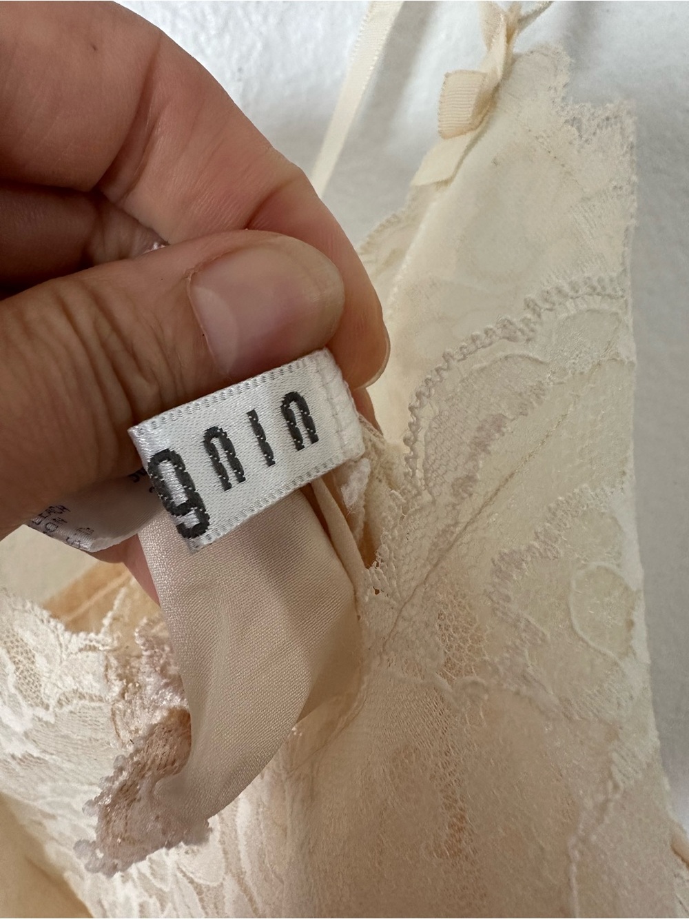 Vintage Elegant Cream Lace Trim Slip Midi Dress Spaghetti Straps Size M - Picture 9 of 14